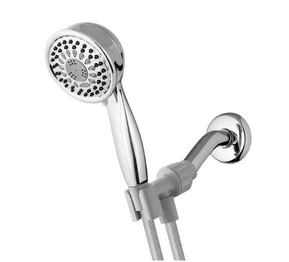 Photo 1 of **INCOMPLETE**
5-Spray 3.5 in. Single Wall Mount 1.8 GPM Handheld Shower Head in Chrome
