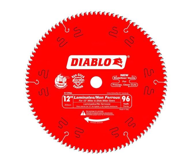 Photo 1 of 12 in. x 96-Tooth Laminate/Aluminum/Plastics Circular Saw Blade
