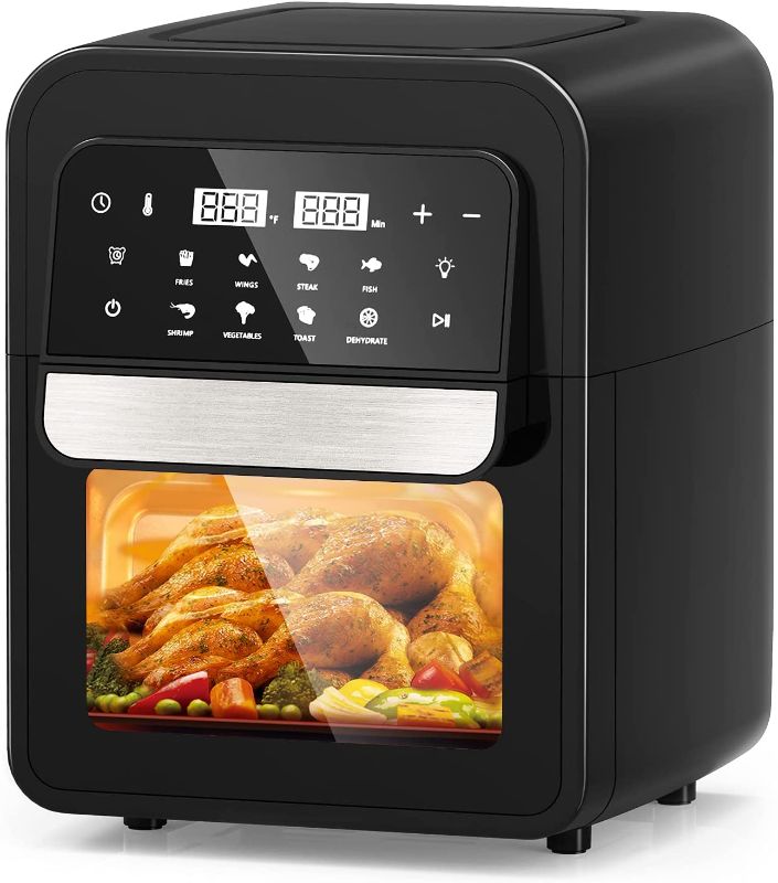 Photo 1 of ICONITESHO 8-in-1 Air Fryer, 6.5 Quart Airfryer Oven, Air Fryers Toaster Oven Combo with Digital Touchscreen, Removable Door Design, Stainless Steel, ETL Certified, Black
