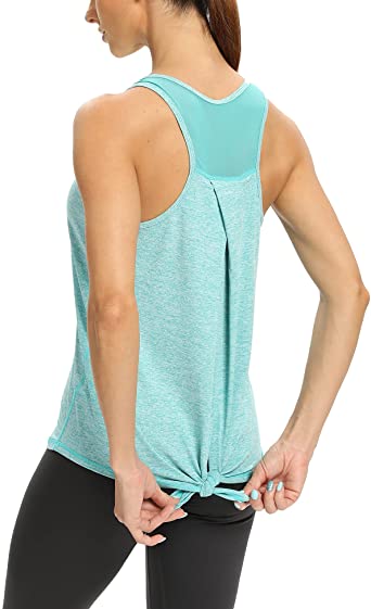 Photo 1 of Aeuui Womens Workout Mesh Racerback Top Open Back Yoga Tank
