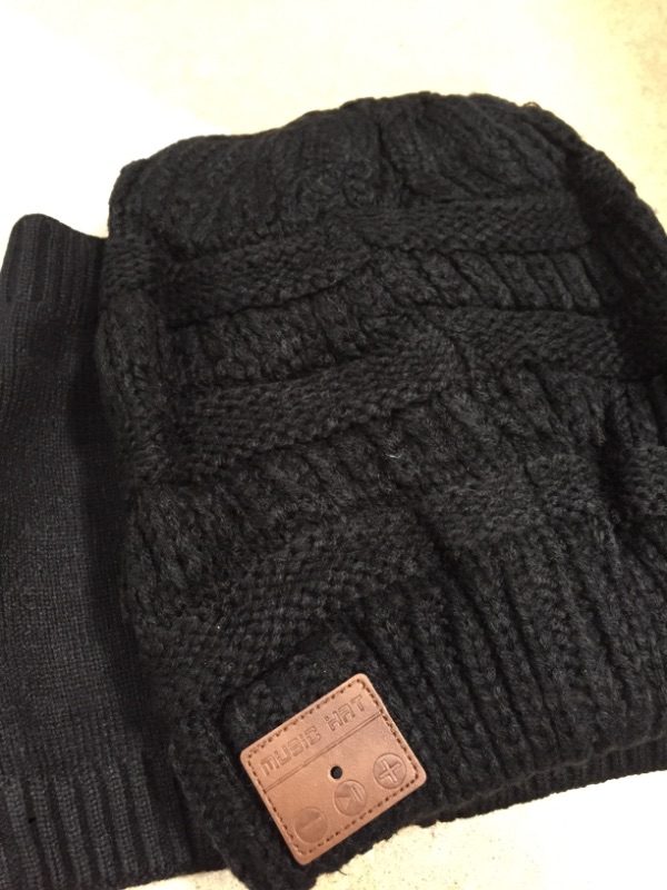 Photo 1 of Bluetooth Beanie for Women, Ponytail Beanie Bluetooth Hat with Knitted Neck Warmer 2pcs Set, Winter Music Hat with Upgraded Bluetooth Headphones, Christmas Tech Gifts for Women Girls Mom Wife, Black
