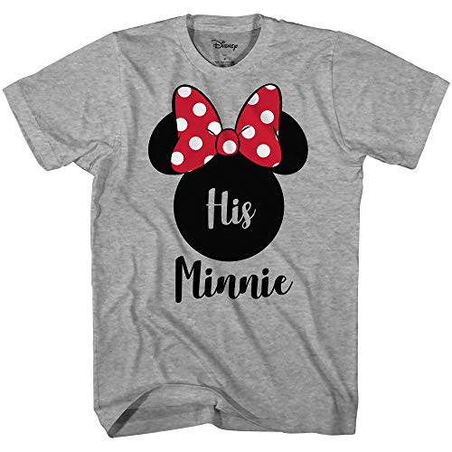 Photo 1 of Disney His Minnie Her Mickey Couples Valentines Adult Funny Disneyland Graphic T-Shirt(Minnie Heather Grey,XXXL)