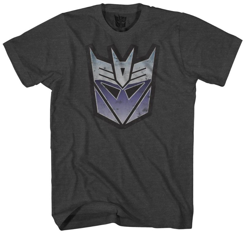 Photo 1 of Transformers Men's Stressed Decepticon Short Sleeve T-Shirt (Small, Charcoal Heather)
