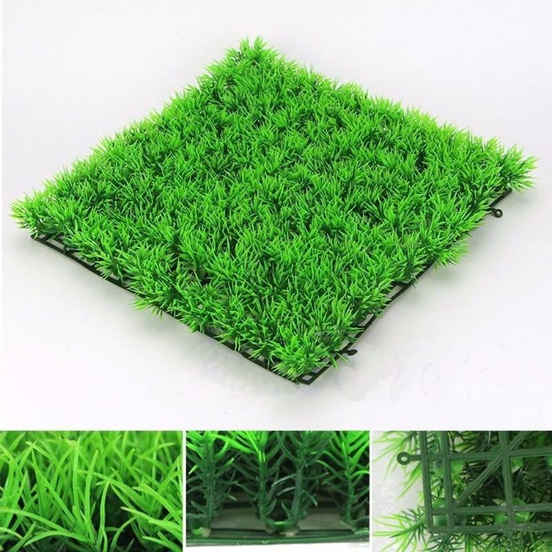 Photo 1 of  2 Aquarium Decor Fish Tank Decoration Ornament Artificial Plastic Plant Green (10" x 10" Mat)