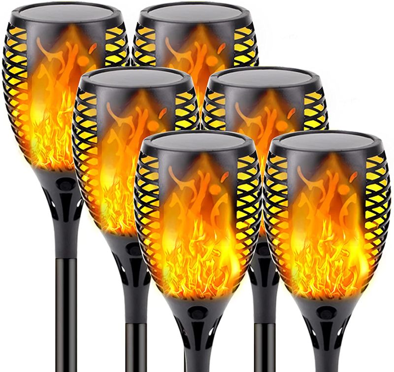 Photo 1 of ?Upgraded 6-Pack Super Larger Size Solar Flame Torch?Extra-Bright Solar Lights Outdoor Decorative with Flickering Flame, Solar Outdoor Lights for Garden Pathway Party - Auto On/Off