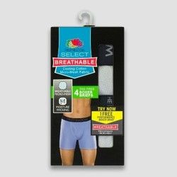 Photo 1 of Fruit of the Loom Select Men's +1 Breathable Cotton Boxer Briefs - Black/Gray L, Size: Large, MultiColored
