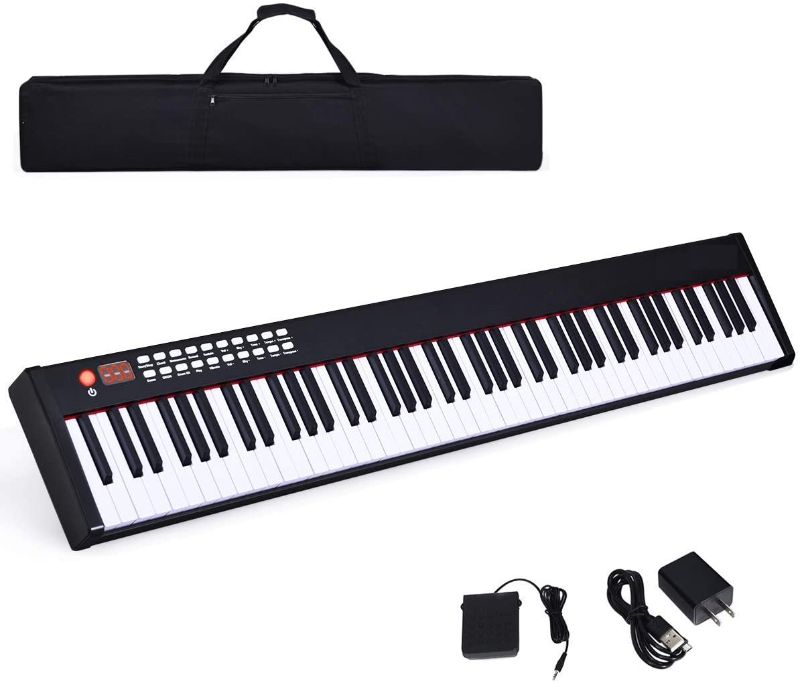 Photo 1 of Costzon BX-II 88-Key Portable Touch Sensitive Digital Piano, Upgraded Electric Keyboard with MIDI/USB Keyboard, Bluetooth, Dynamics Adjustment, Sustain Pedal, Power Supply, and Black Handbag (Black)