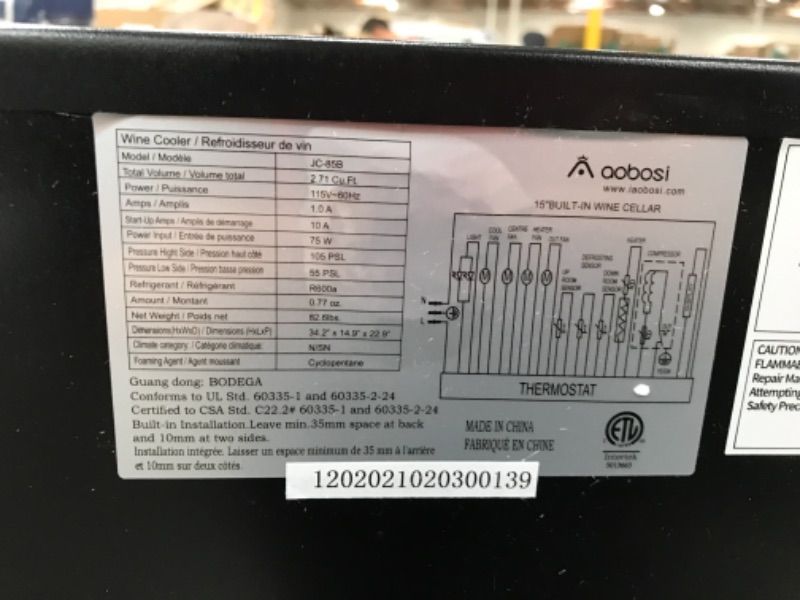 Photo 2 of *Missing handle and screw for door*
AAOBOSI 15 Inch Wine Cooler, 28 Bottle Dual Zone Wine Refrigerator with Stainless Steel Tempered Glass Door, Temp Memory Function, Fit Champagne.
