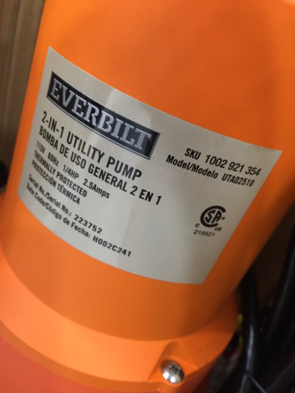 Photo 1 of 1/4 HP 2-in-1 Utility Pump
