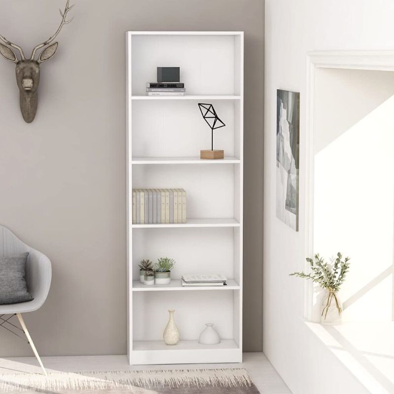 Photo 1 of ***Missing components*** 5-Tier Bookcase Storage Shelves, Modern Wooden Standing Bookshelf, Open Shelf Home Office Bookcases Display Shelf Plant Stand, White
