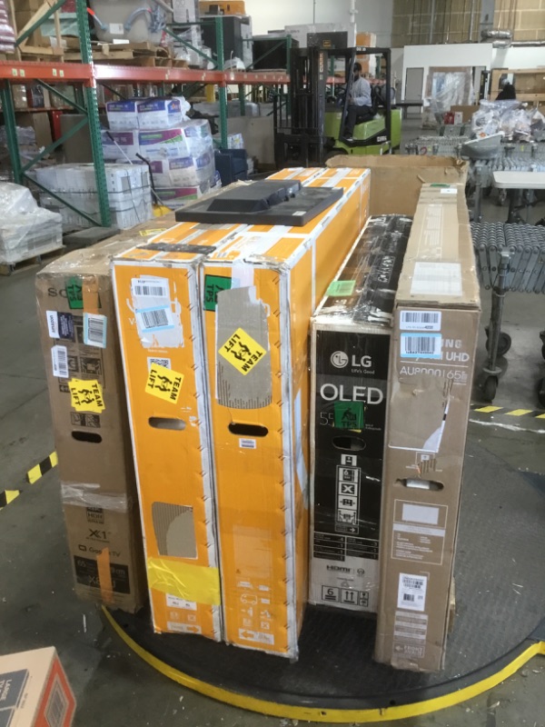 Photo 1 of PALLET OF ASSORTED DAMAGED TVS AND MONITORS SOLD AS IS NON REFUNDABLE