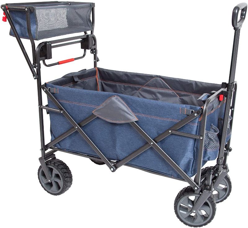 Photo 1 of Mac Sports Collapsible Folding Heavy Duty Push Pull Utility Cart Wagon with 2 Adjustable Handles and Extra Large Wheels, Holds Up to 300 Pounds, Blue
Product Dimensions 44.9"D x 23"W x 38.6"H