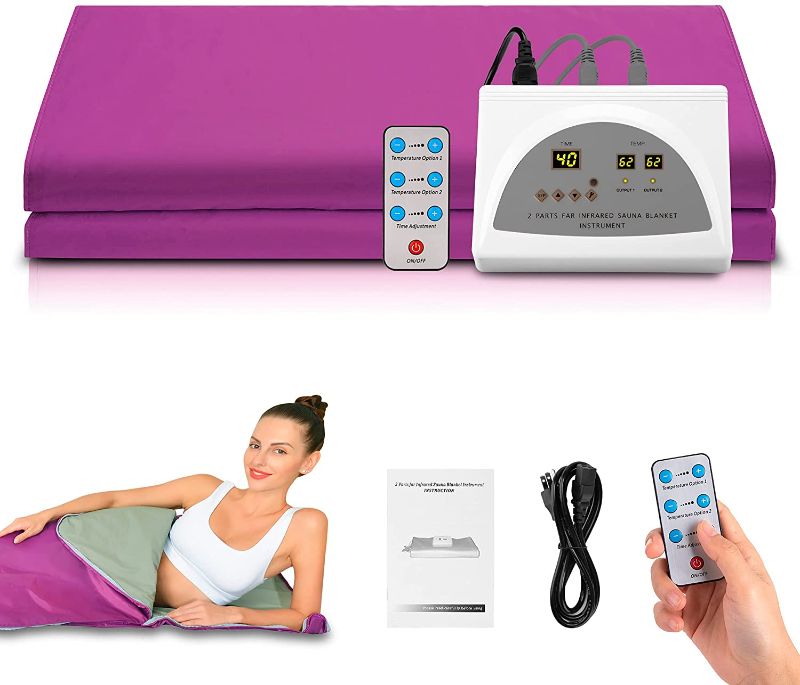 Photo 1 of SilkFun Infrared Personal Sauna Blanket, Fast Sweating Professional Fitness Machine at Home for Detoxification(with Button Battery/110V US Plug)(78x39inch)
