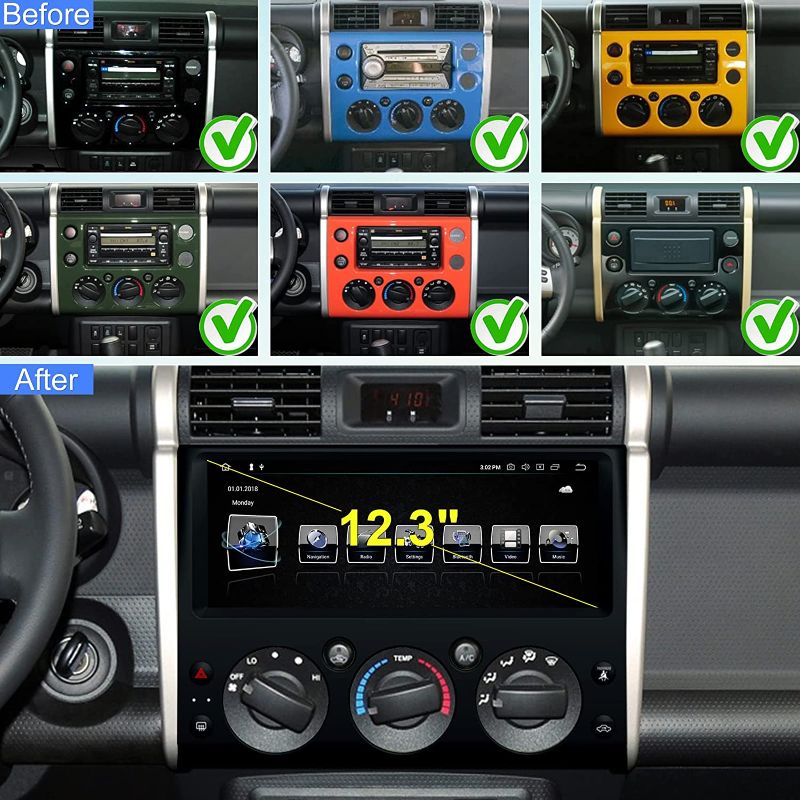 Photo 1 of 12.3" Android 9 Car Stereo for Toyota FJ Cruiser 2006-2021 Car Multimedia Player+Mirror Link(Android/iOS) 4G+64GBBuletooth Radio GPS Navigation Wireless Carplay Android Auto +Voice Control (Black)…