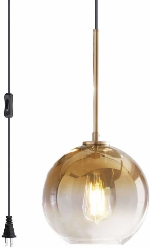 Photo 1 of KCO Lighting Modern Gradient Gold Glass Hanging Light Plug in Pendant Light Fixture