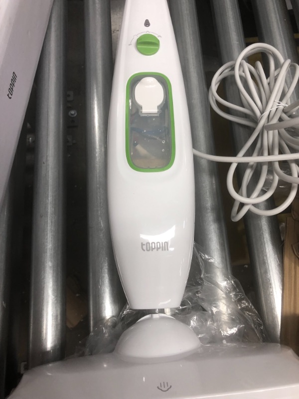 Photo 2 of TOPPIN Steam Mop - 23ft Power Cord and 380ml Water Tank, 3 Steam Levels, Steam Mop with 2 Steam Mop Pads, Lightweight Steam Cleaner for Hardwood Floor, Marble, Laminate, Tile plugged in did not turn on parts only 