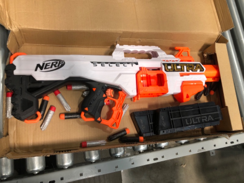 Photo 2 of NERF Ultra Select Fully Motorized Blaster, Fire for Distance or Accuracy, Includes Clips and Darts, Outdoor Games and Toys, Automatic Electric Full Auto Toy Foam Blasters

