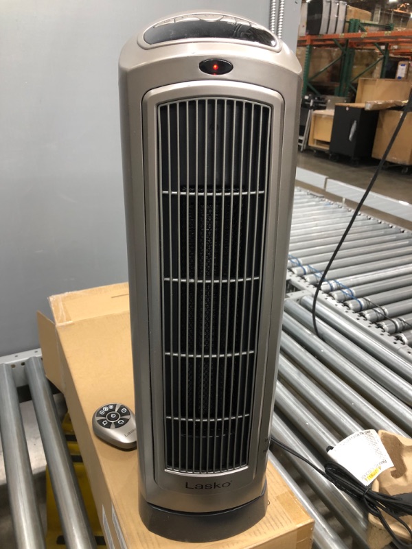 Photo 4 of Lasko 755320 Ceramic Space Tower Heater, 8.5?L x 7.25?W x 23?H, Silver