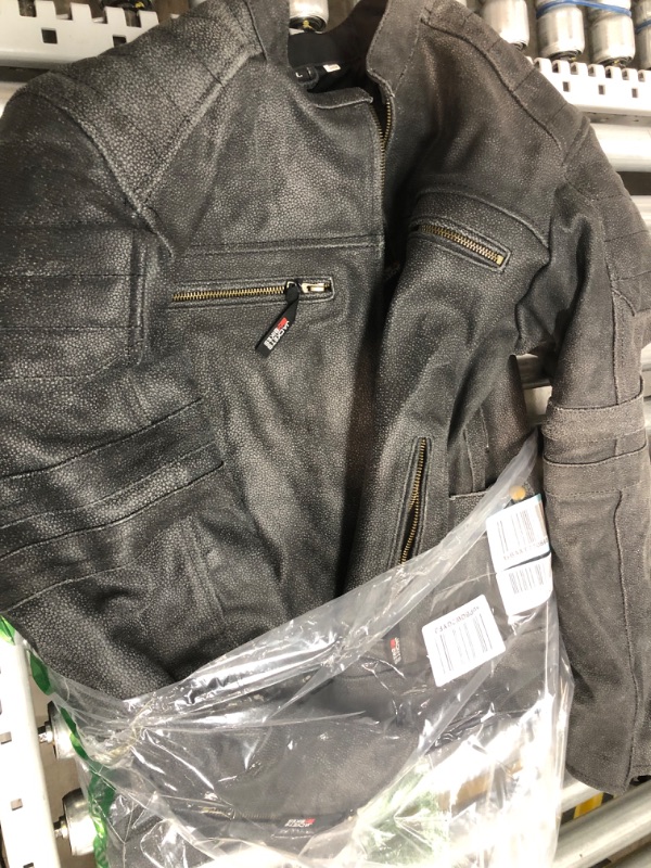 Photo 3 of  Motorcycle Distressed Cowhide Leather Armor Black Jacket Biker L *similar to stock photo*Faded