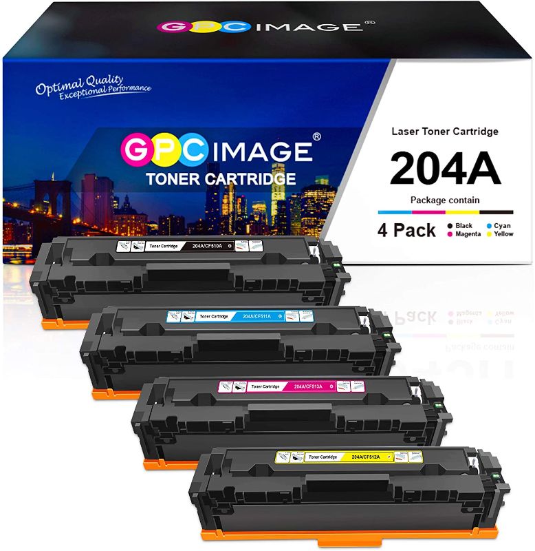 Photo 1 of GPC Image Compatible Toner Cartridge Replacement for HP 204A 204 A CF510A CF511A CF512A CF513A Compatible with Laserjet Pro MFP M180nw M154nw M180n M154a MFP M181fw Printer Tray (4 Pack)*similar to stock photo *