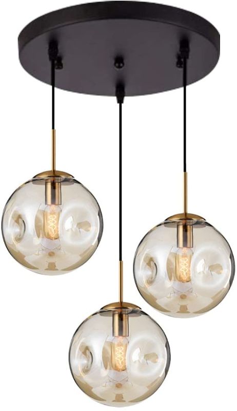 Photo 1 of *similar to stock photo*
Modern Simple Irregular Glass Ball Chandelier Personality Creative Single Ripple Pendant Light Minimalist Bump Globe Adjustable Hanging Lamp for Bedroom Dining Room Living Room (Amber-3 Lights)