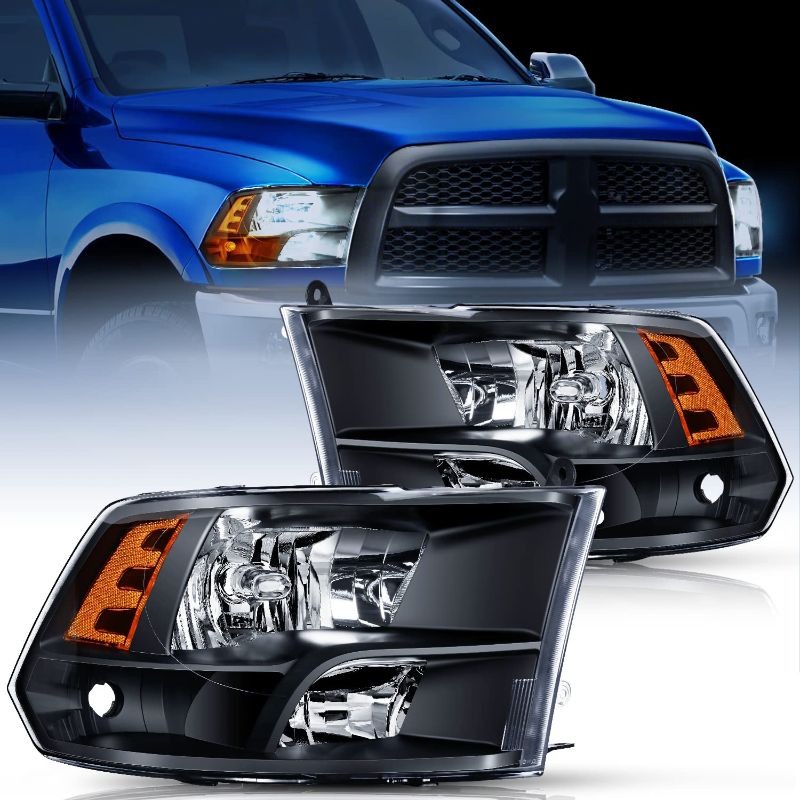 Photo 1 of Nilight Headlight Assembly 2009 2010 2011 2012 2013 2014 2015 2016 2017 2018 Ram 1500 2500 3500 Black Housing Amber Corner Clear Lens,Headlights Assembly Replacement,2 Pack