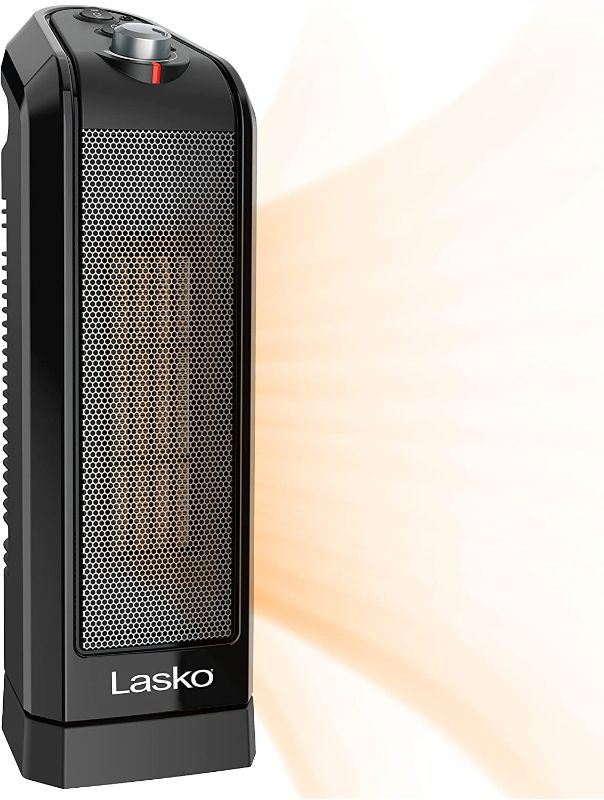 Photo 1 of Lasko CT16450 Small Portable 1500W Oscillating Electric Ceramic Space Heater with Manual Thermostat and Overheat Safety Protection for Indoor Home Use, Black