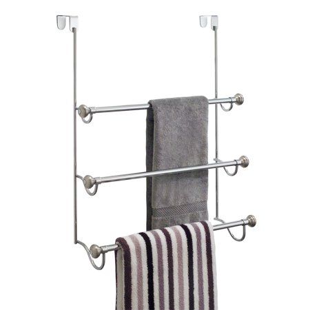 Photo 1 of **MISSING PARTS* IDesign York Over the Shower Door Towel Rack for Bathroom, Chrome/Brushed
