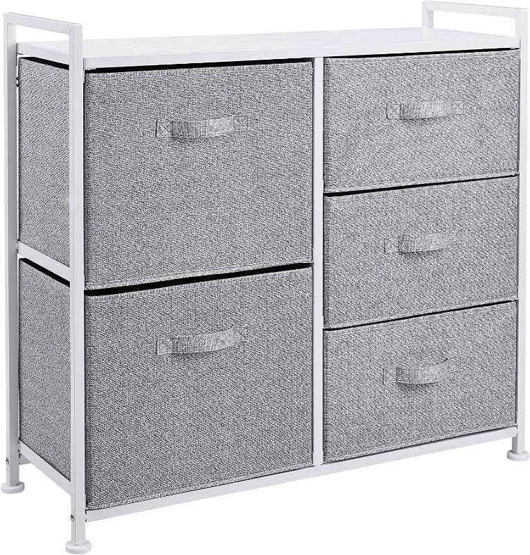 Photo 1 of **MISSING PARTS* Amazon Basics Fabric 5-Drawer Storage Organizer Unit for Closet, White
