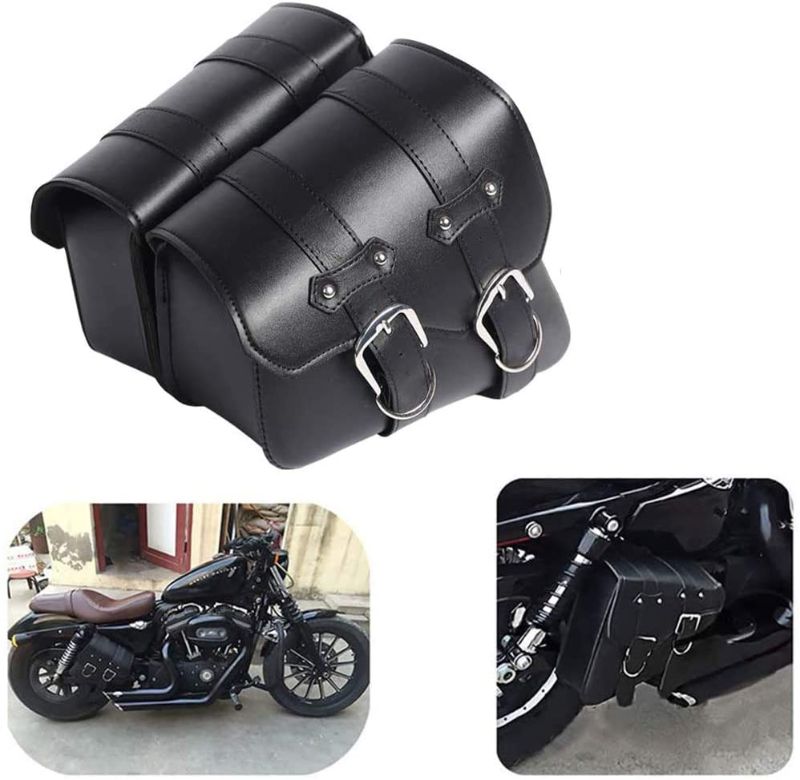 Photo 1 of **LIGHT DAMAGE* Vechkom Motorcycle Saddle Bags Side Bags Saddlebags Softail PU Leather for Harley Sportster Waterproof
