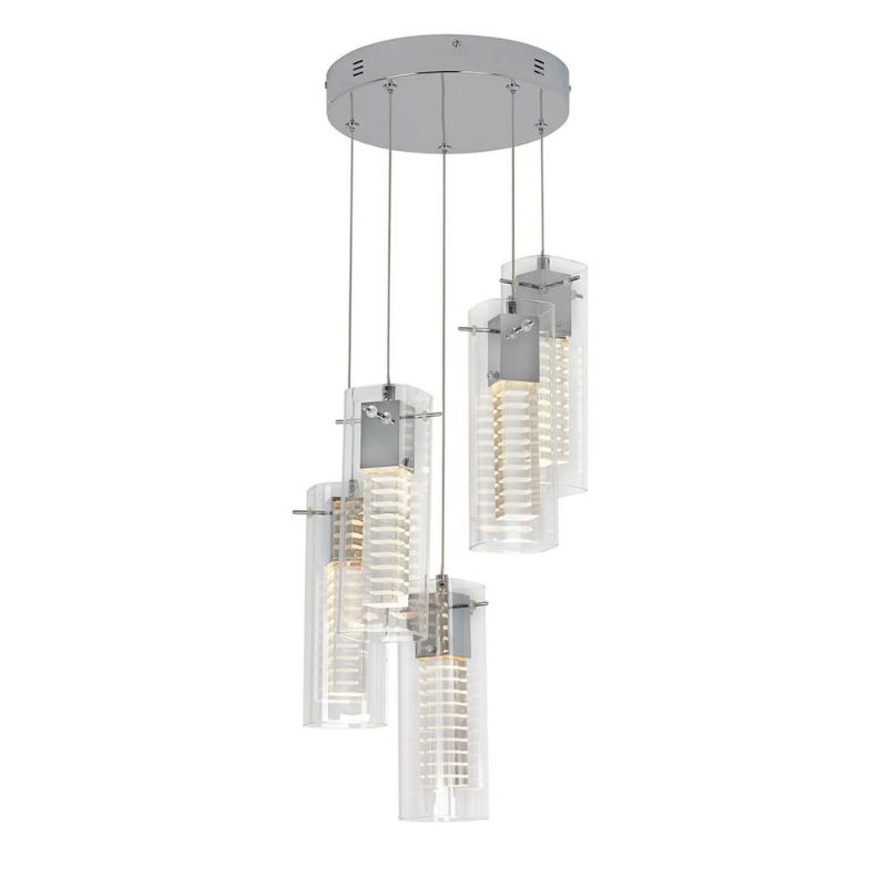 Photo 1 of **MISSING ONE SHADE** Artika Hologram 25-Watt Integrated LED 5-Light Chrome Modern Hanging Pendant Light for Living Room
