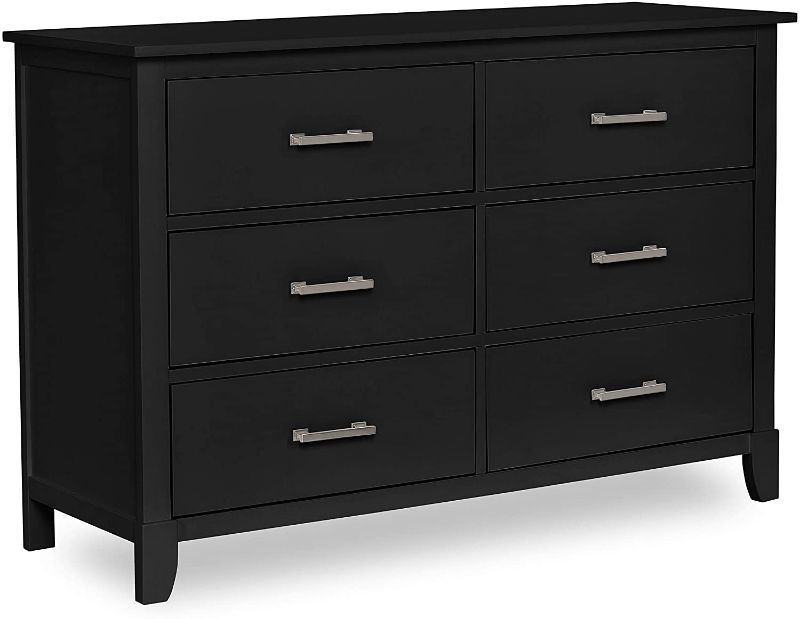 Photo 1 of ***box 1 of 2 ONLY*** Dream On Me Universal Double Dresser, Kids Bedroom Dresser, Six Drawers Dresser, Mid Century Modern, Black , 46x18x32.3 Inch