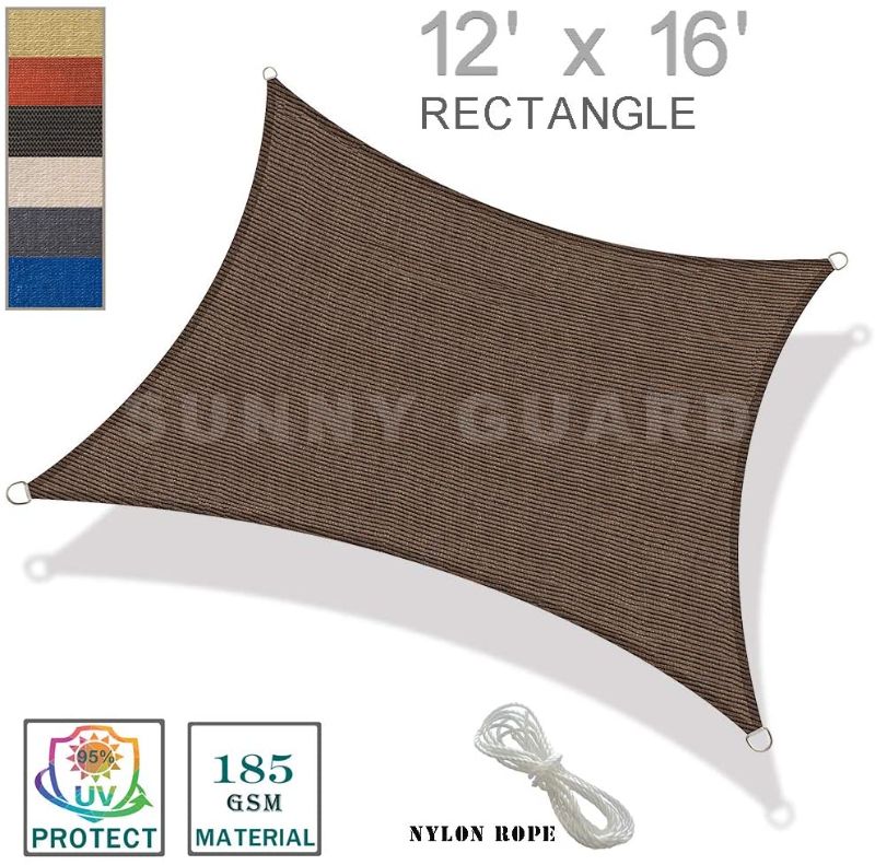 Photo 1 of 2' x 16' Rectangle Sun Shade Sail UV Block for Outdoor Patio Garden-Brown
