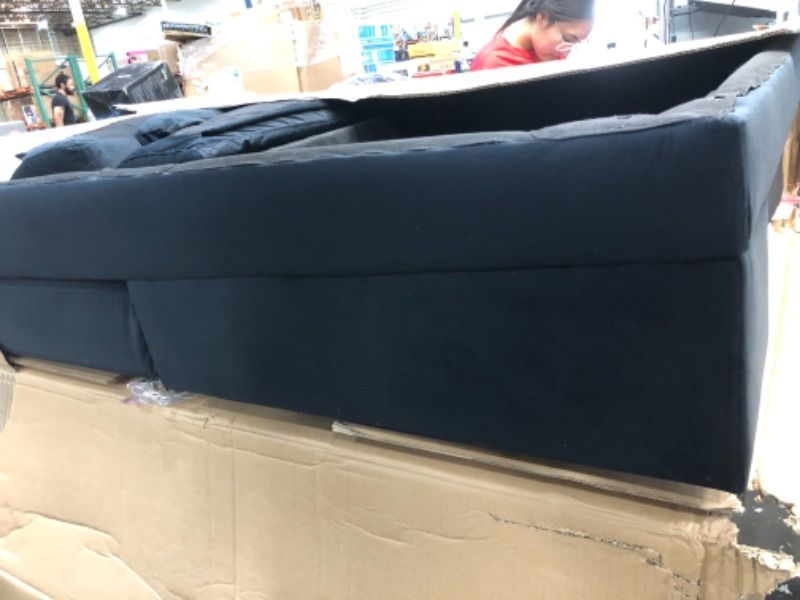 Photo 5 of **BOX 1 OF 3**NOT COMPLETE**
Sectional Sofa Sets Modern Elegant Velvet with Two Pillows, Upholstered U-Shaped Sofa Couch for Living Room/Apartment, Black
