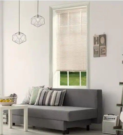 Photo 1 of Alabaster Cordless Room Darkening 1 in. Vinyl Mini Blind for Window or Door - 47 in. W x 72 in. L
