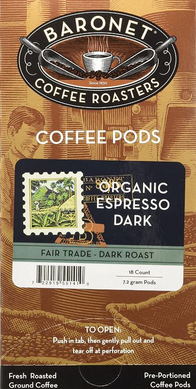 Photo 1 of Baronet Coffee Single Fair Trade Organic Espresso Ese Pods, 54 Count