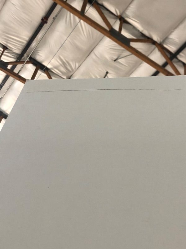 Photo 1 of (SCRATCHED UPPER SURFACES; DENTED LOWER CORNER) HAMPTON BAY HAMPTON SATIN WHITE RAISED PANEL STOCK ASSEMBLED PANTRY KITCHEN CABINET (18 IN. X 84 IN. X 24 IN.)
