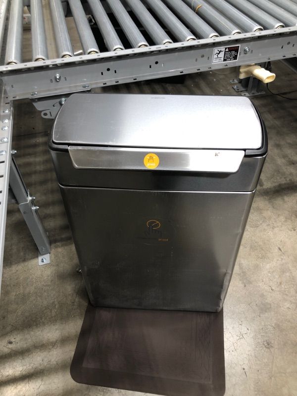 Photo 2 of **DAMAGED** SIMPLEHUMAN CW2018 BRUSHED S/S TOUCH-BAR KITCHEN TRASH CAN
