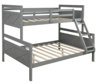 Photo 1 of *BOX ONE OF TWO ONLY* Twin over Full Bunk Bed with ladder, Safety Guardrail, Perfect for Kids Bedroom, Gray?New?
