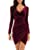 Photo 1 of  Womens Wrap V Neck Long Sleeve Velvet Bodycon Ruched Cocktail Party Dress LARGE