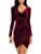 Photo 1 of GUBERRY Womens Wrap V Neck Long Sleeve Velvet Bodycon Ruched Cocktail Party Dress LARGE
