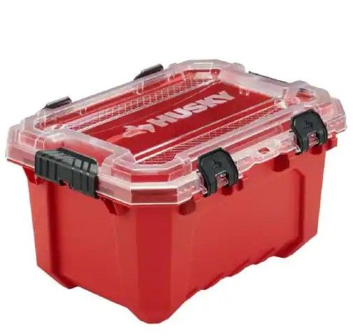 Photo 1 of 
Husky
5-Gal. Professional Duty Waterproof Storage Container with Hinged Lid in Red