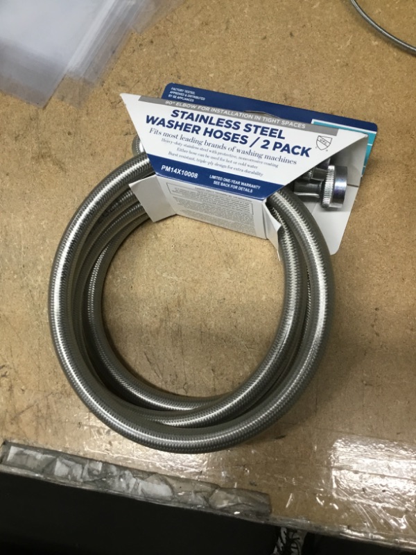 Photo 2 of 
GE
4 ft. Universal Stainless Steel Washer Hoses with 90 degree Elbow (2-Pack)