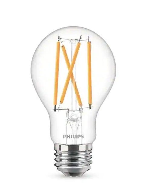 Photo 1 of 
Philips
60-Watt Equivalent A19 Dimmable Energy Saving Clear Glass Indoor/Outdoor LED Light Bulb Daylight (5000K) (4-Pack)