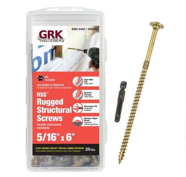 Photo 1 of 
GRK
5/16 in. x 6 in. Star Drive Low Profile Washer Head Wood Screw (25-Pack)