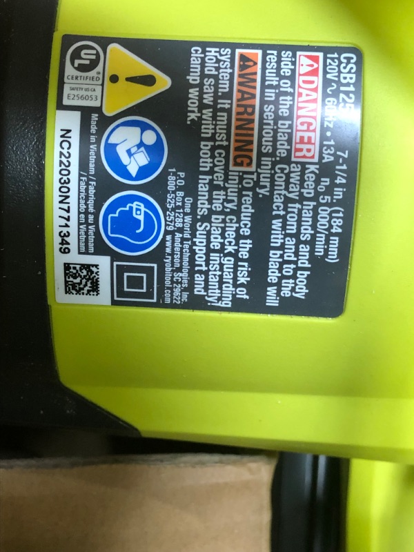 Photo 3 of RYOBI
13 Amp Corded 7-1/4 in. Circular Saw