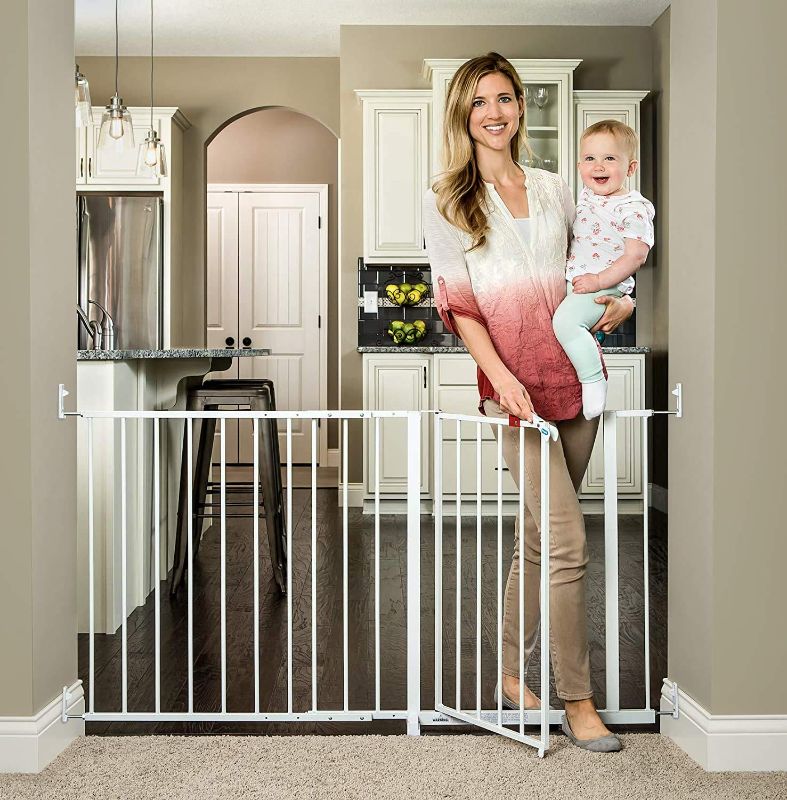 Photo 1 of Regalo Maxi 59-Inch Super Wide Walk Through Baby Gate, Includes 4 Wall Mounts and Hardware
