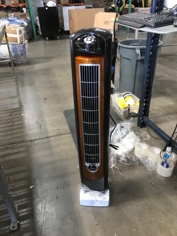 Photo 3 of Lasko 42" Wind Curve 3-Speed Tower Fan with Fresh Air Ionizer and Remote, T42950, Black/Woodgrain
