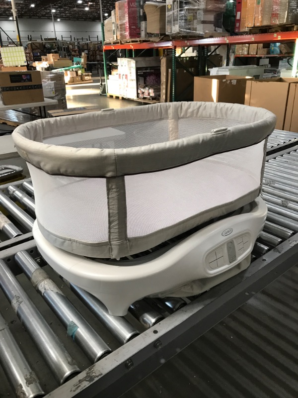 Photo 2 of ***MISSING HOOD*** Graco Sense2Snooze Baby Bassinet with Cry Detection Technology and Responds to Baby's Cries to Help Soothe Back to Sleep, Roma
