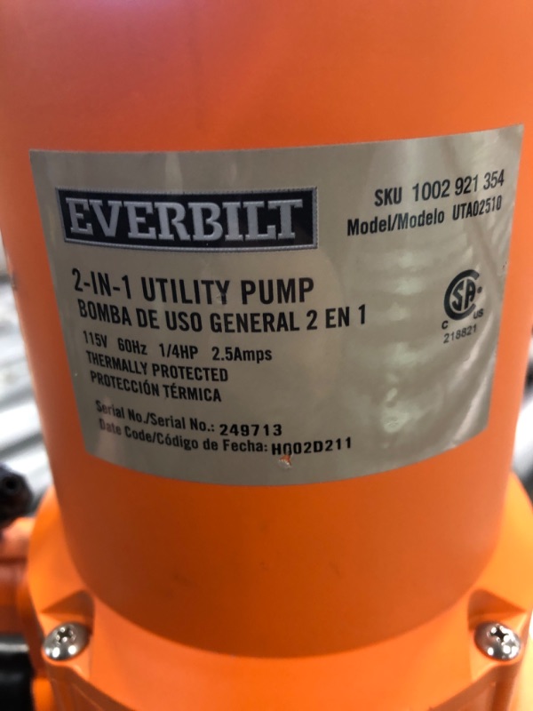 Photo 1 of ***TESTED, WORKS**  1/4 HP 2-in-1 Utility Pump
